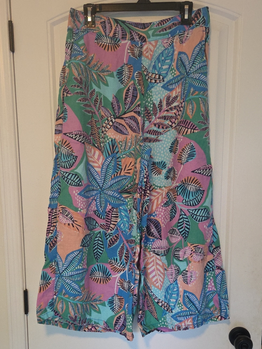 Wide Leg Linen Palazzo Crop Pants